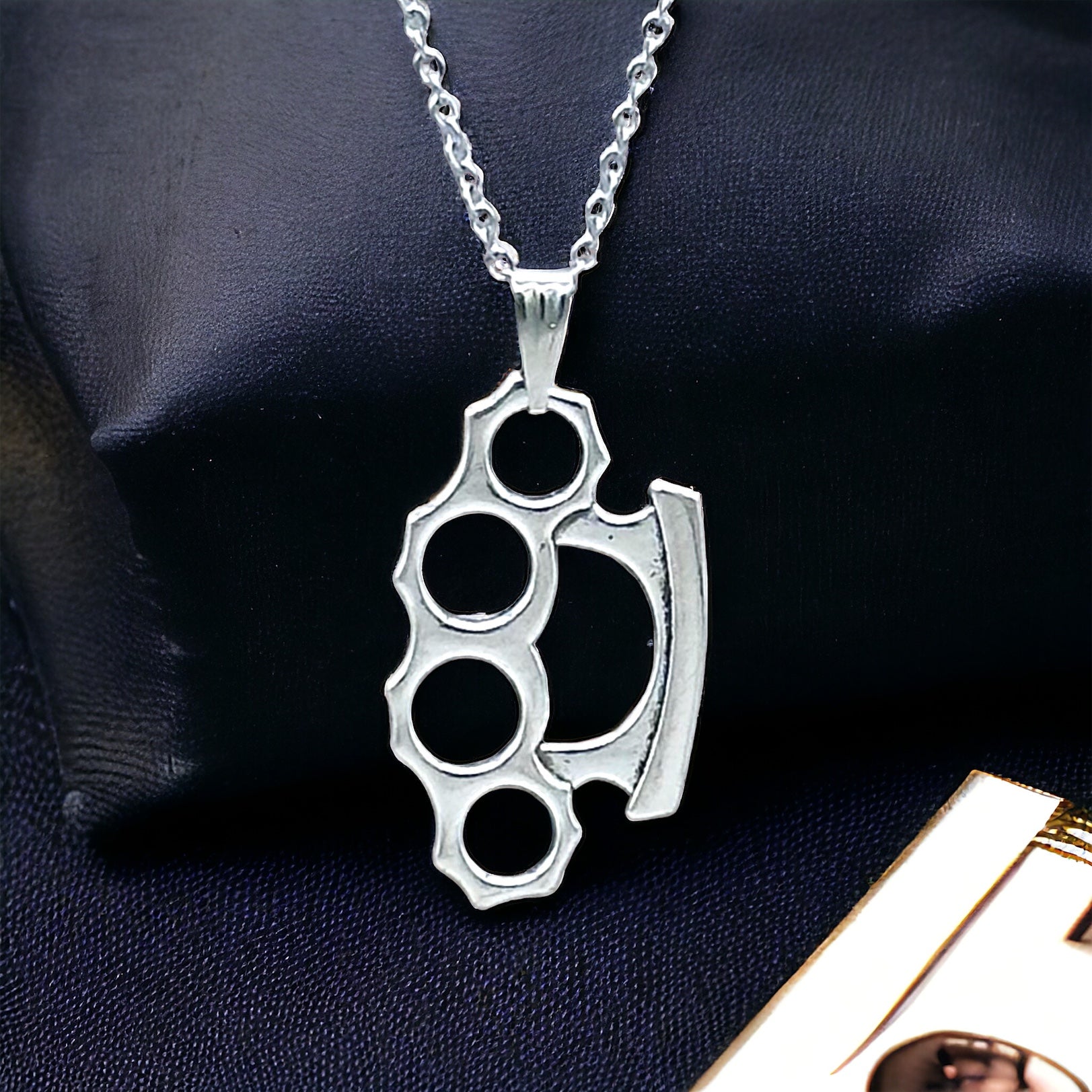 Silver Brass Knuckles Necklace – Creations by Sheena Marie