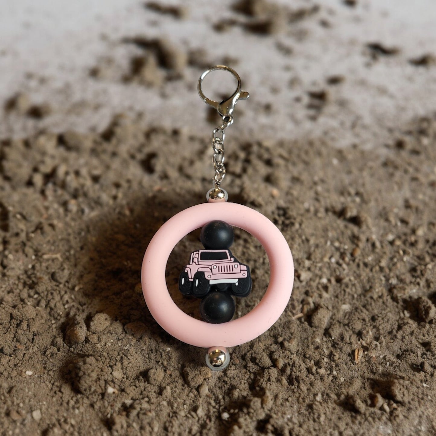 Jeep with Loop Silicone Beaded Keychain by RLH Creative Design