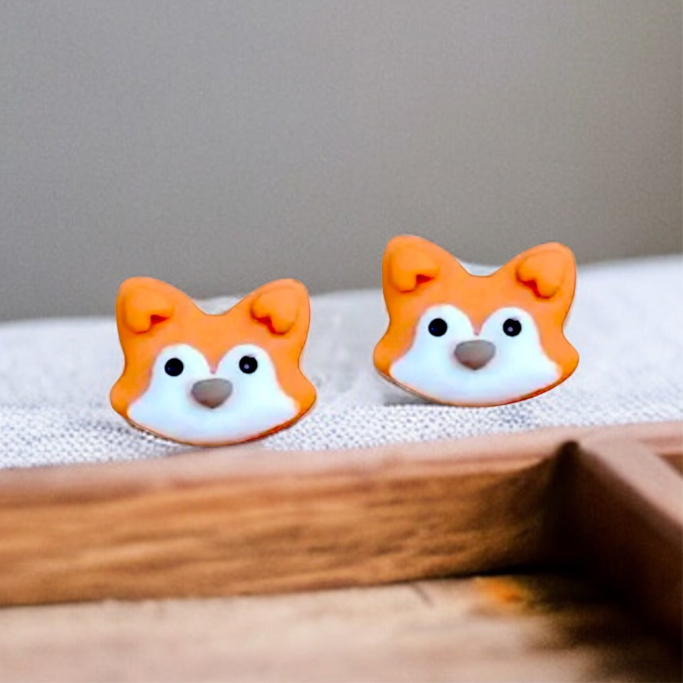 Little Fox Resin Embellishment Stud Earrings