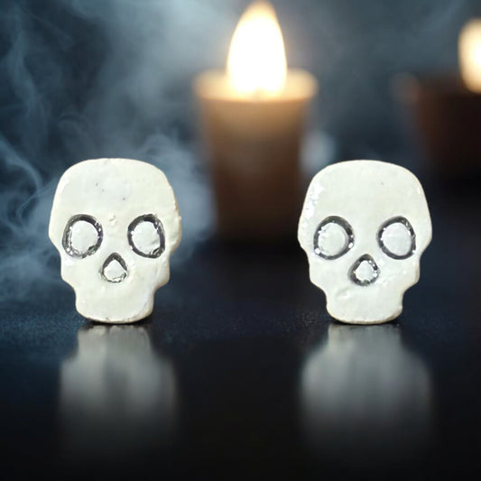 Clay Skull Stud Earrings - Made by CBSM