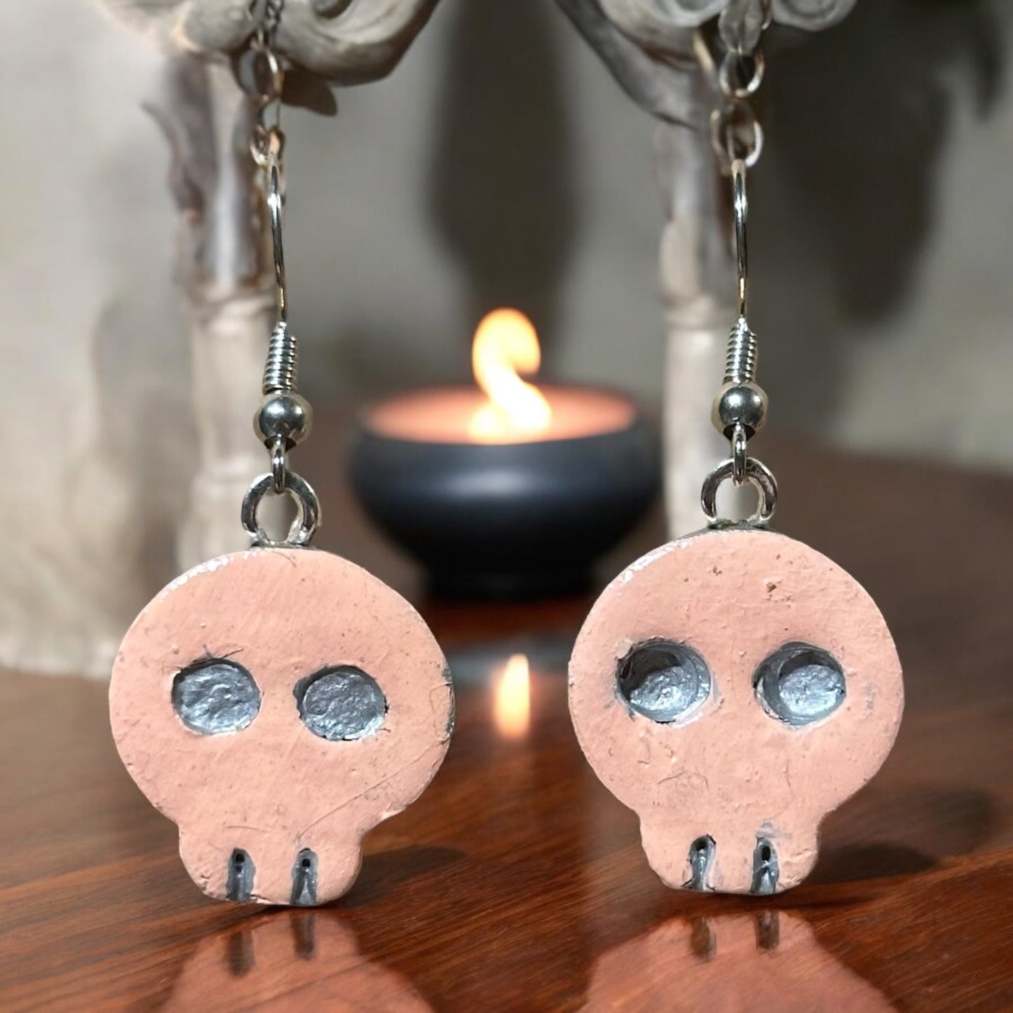 Clay Skull Dangle Earrings - by CBSM