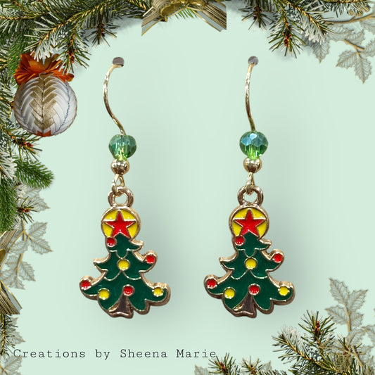 Christmas Tree Dangle Earrings