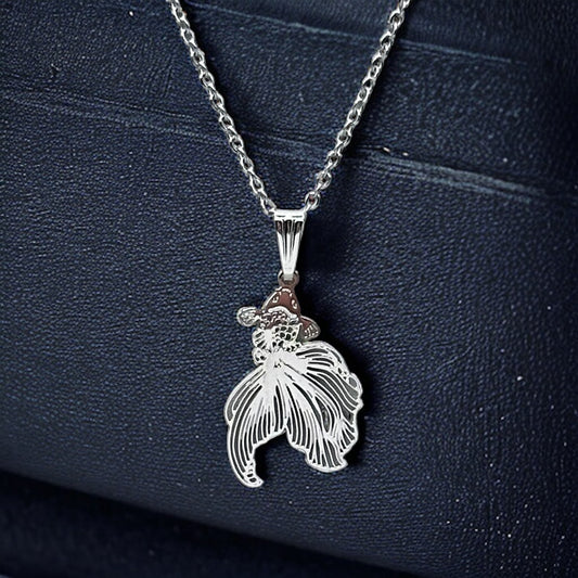 Stainless Steel Koi Filigree Charm Necklace