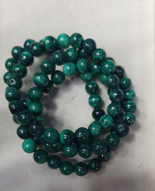 Malachite Genuine Crystal Beaded Bracelet