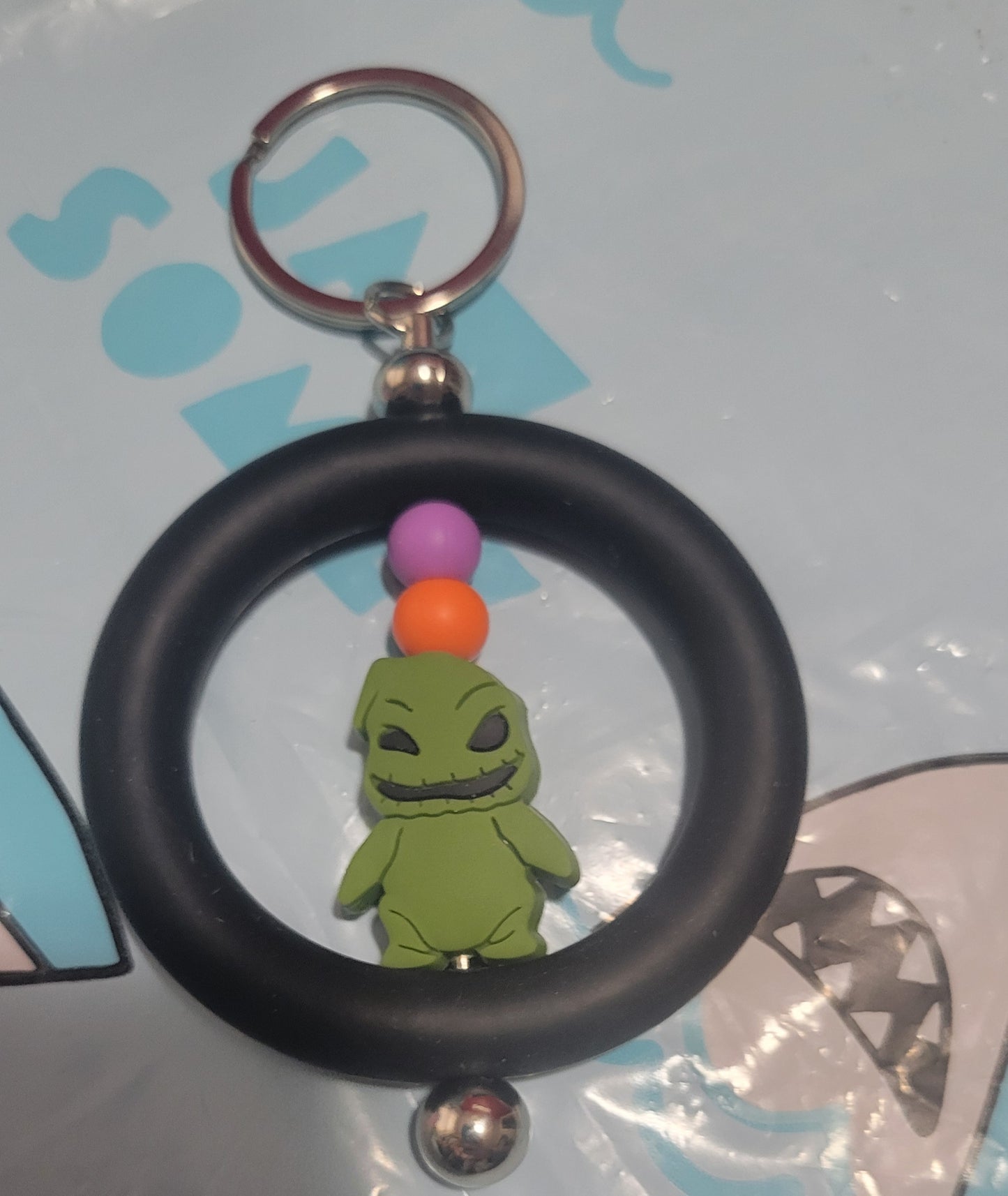 Green Oogie Spooky Silicone Beaded Keychain by RLH Creative Design