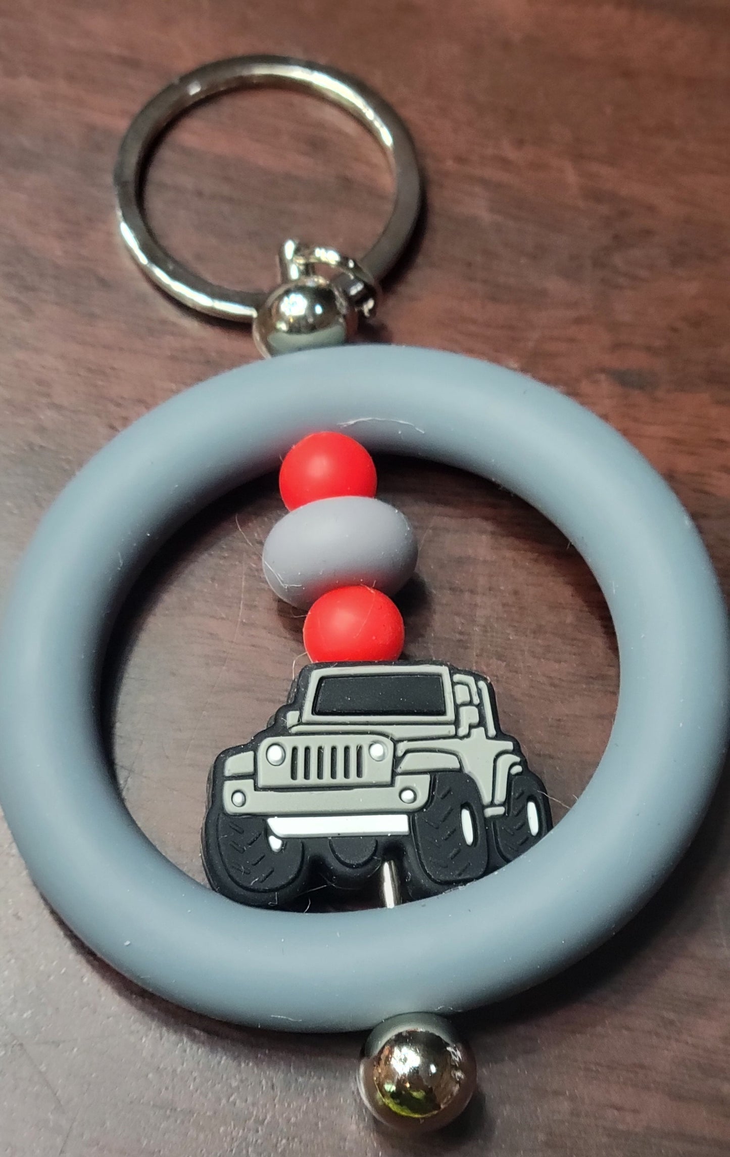 Jeep with Loop Silicone Beaded Keychain by RLH Creative Design