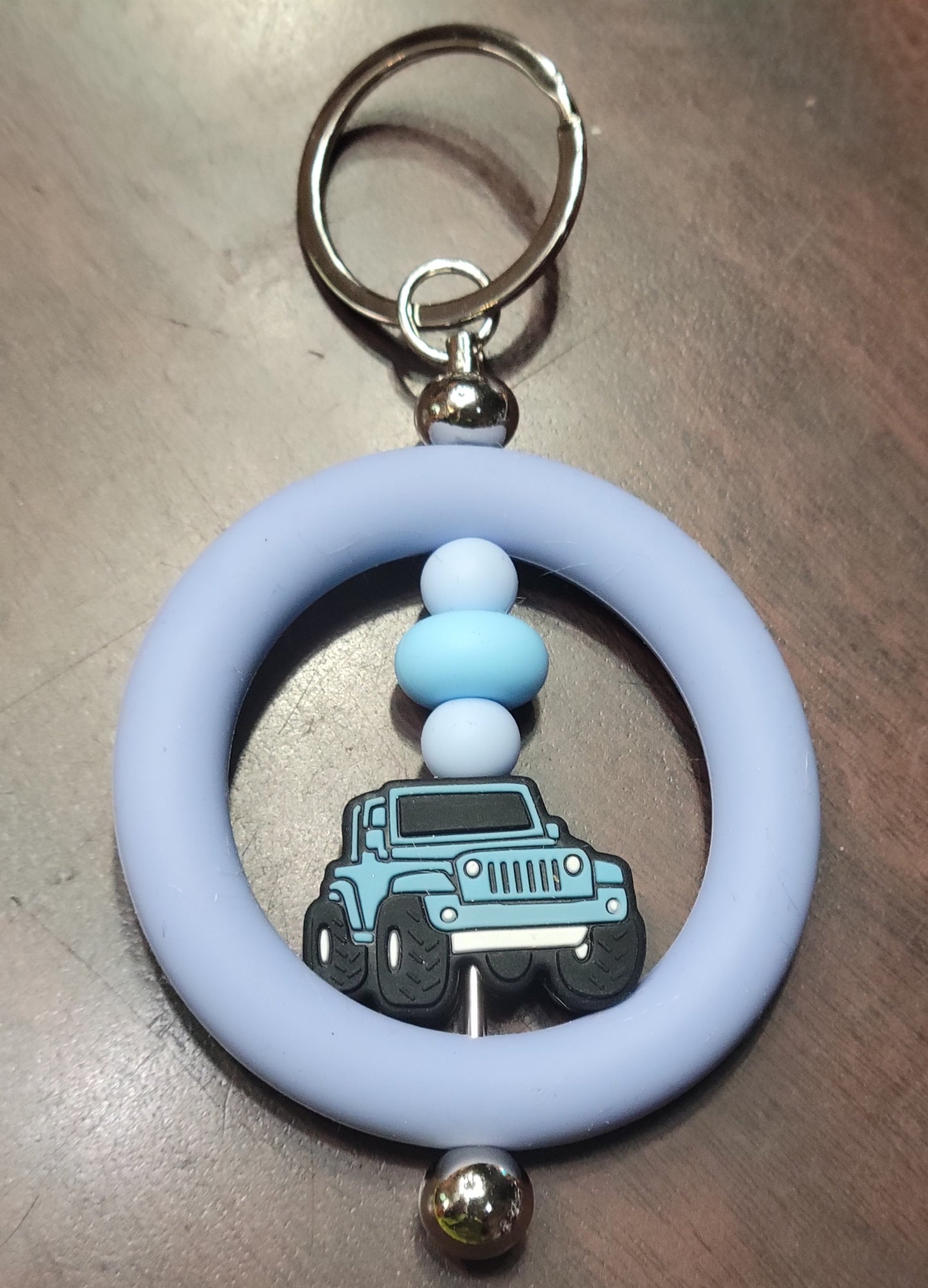 Jeep with Loop Silicone Beaded Keychain by RLH Creative Design