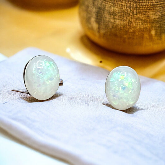 Faux Opal Embellishment Stud Earrings
