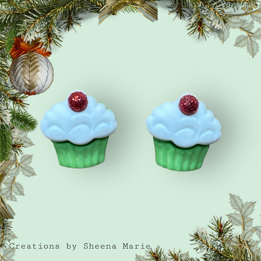 Christmas Cupcake Stud Earrings