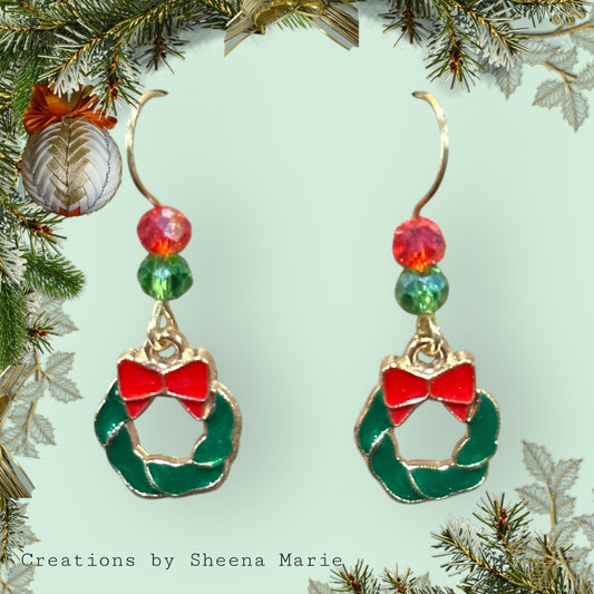 Christmas Wreath Dangle Earrings