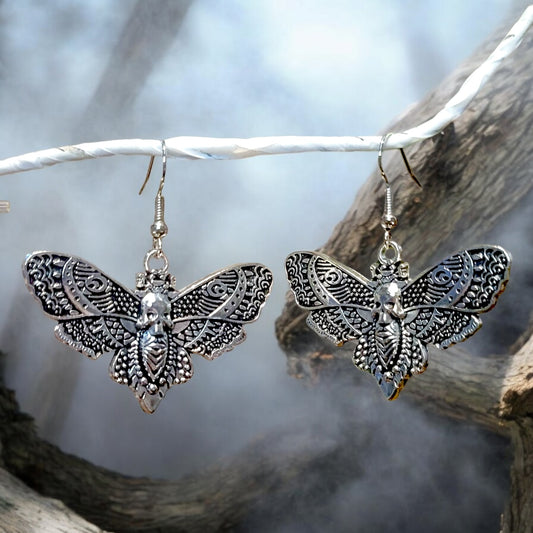 Death Head Moth Dangle Earrings