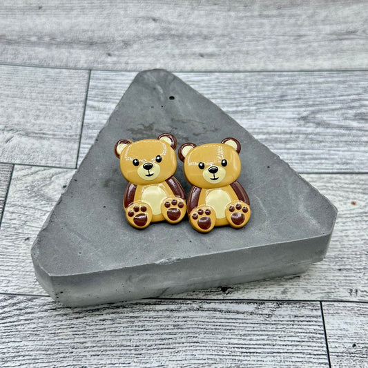 Teddy Bear Button Stud Earrings