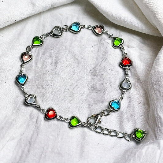 Crystal Heart Chain Bracelet