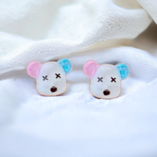 Resin Little Dog Embellishment Stud Earrings