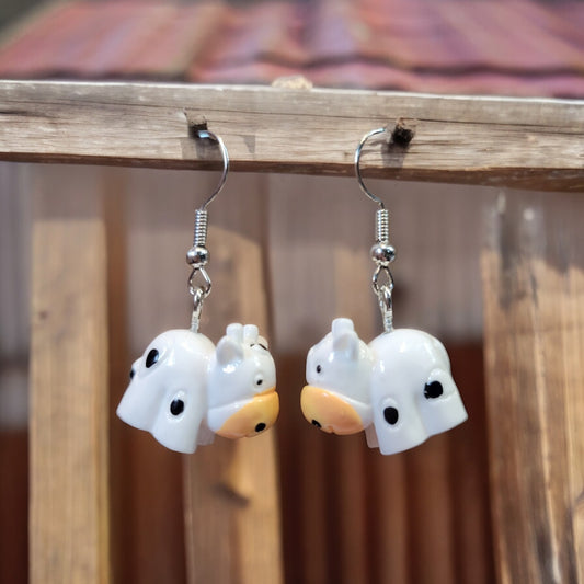 Large 3D Moo Cow Dangle Earrings