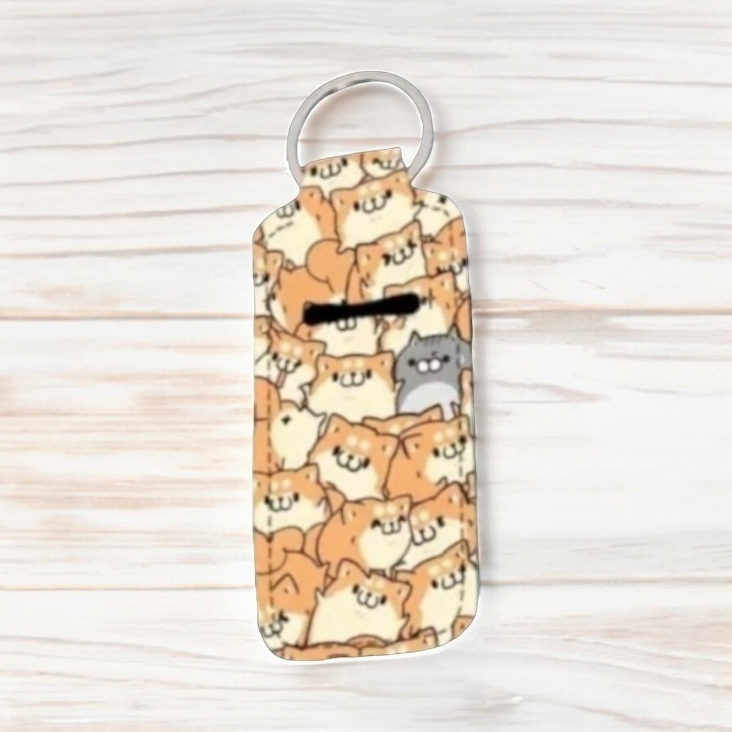 Cartoon Animal Neoprene Lip Balm Holder Keychain