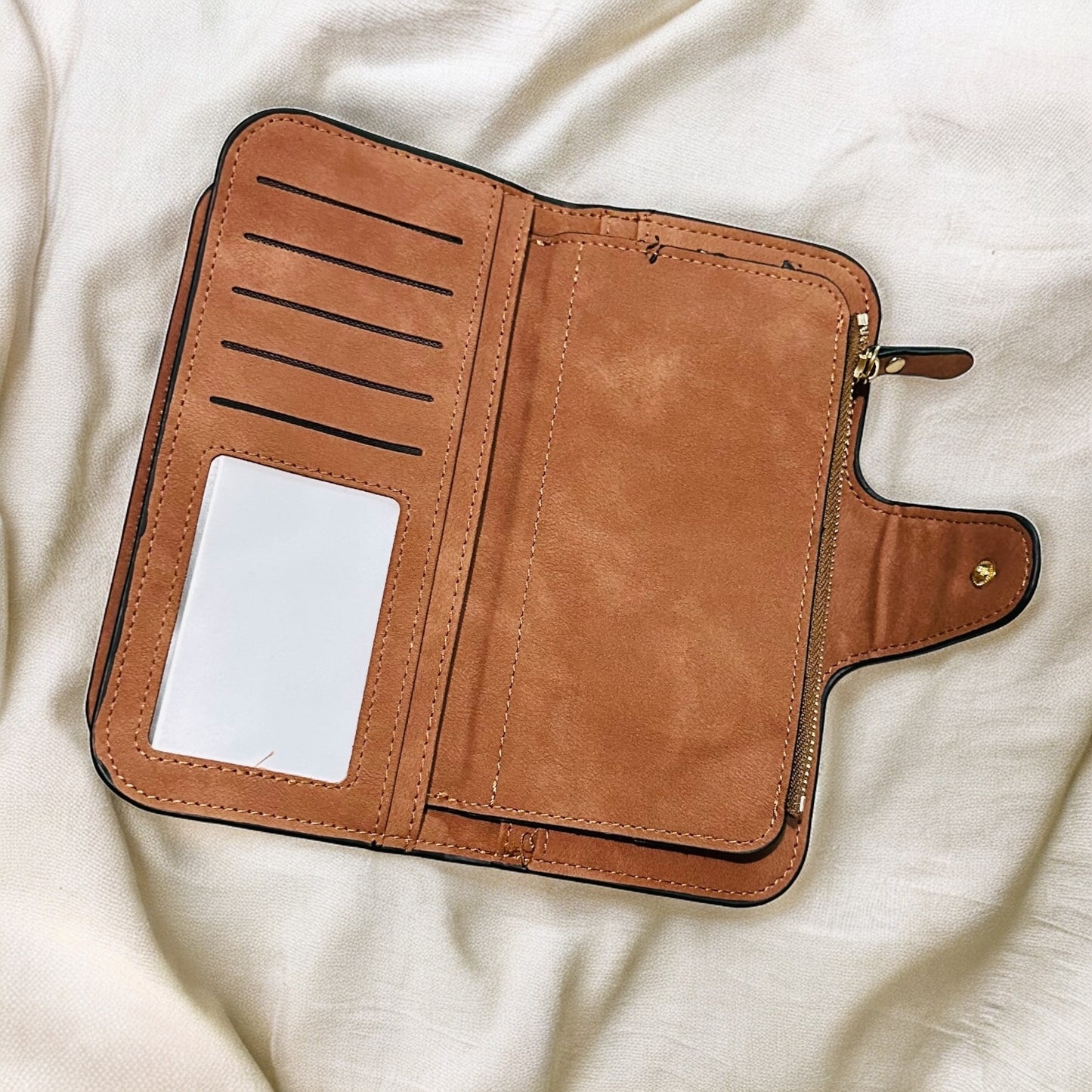 Faux Leather Tri Fold Wallet