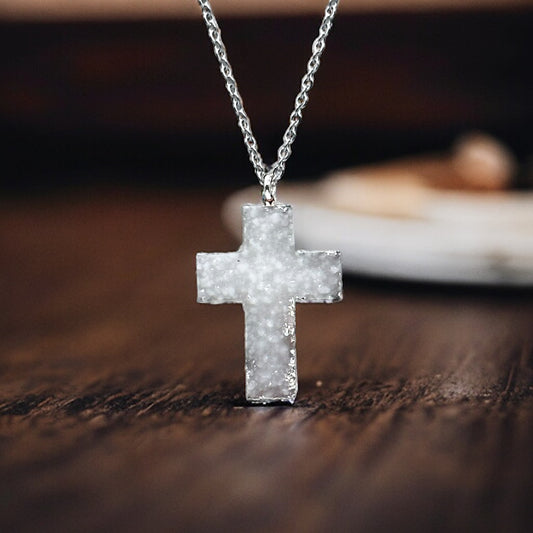 Faux Crystal Cross Pendant Necklace