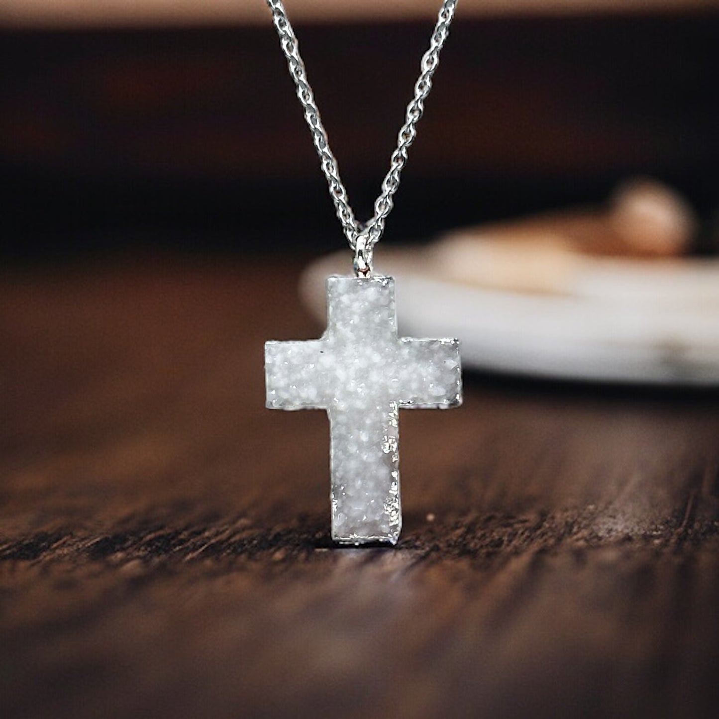 Faux Crystal Cross Pendant Necklace