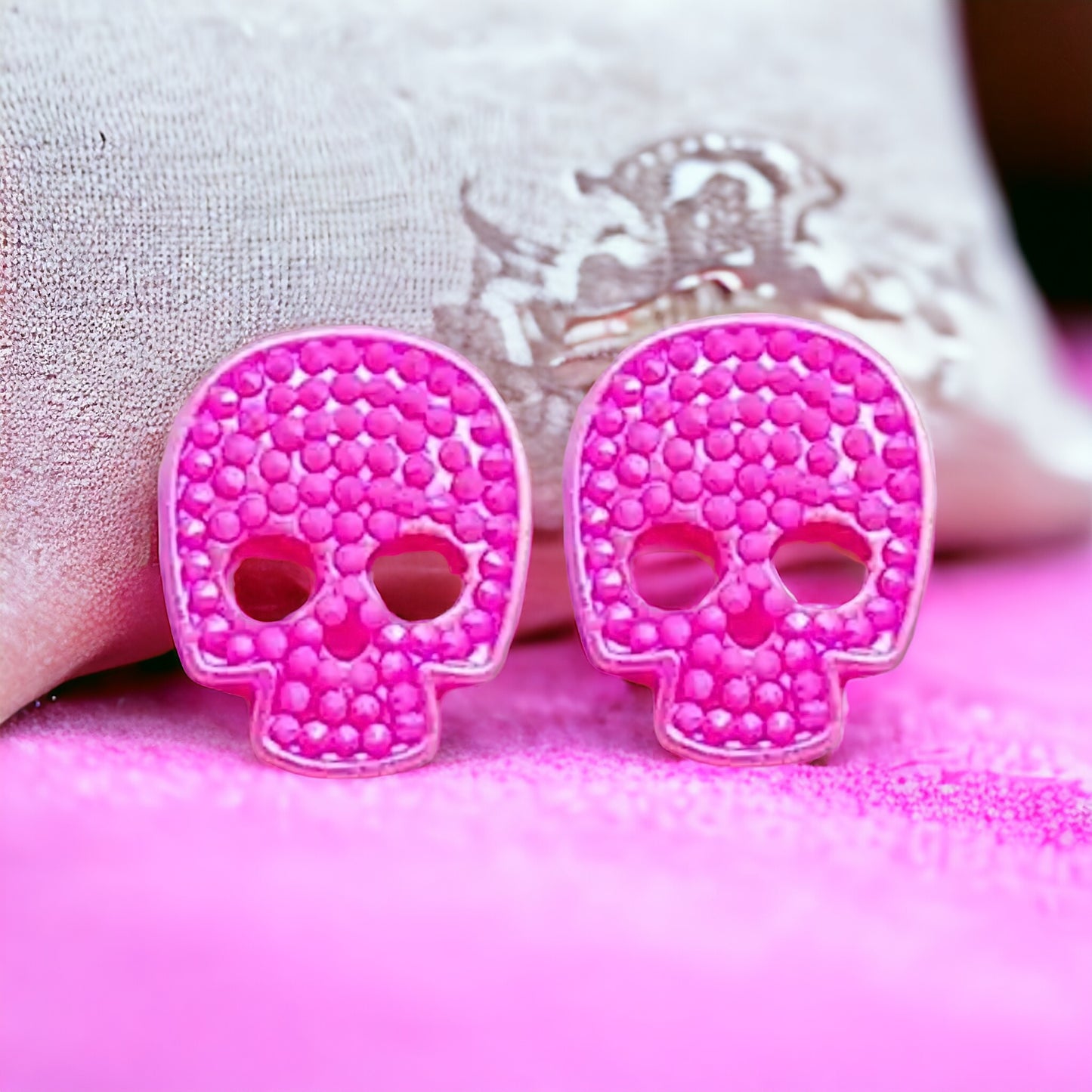 Skull Embellishment Stud Earrings