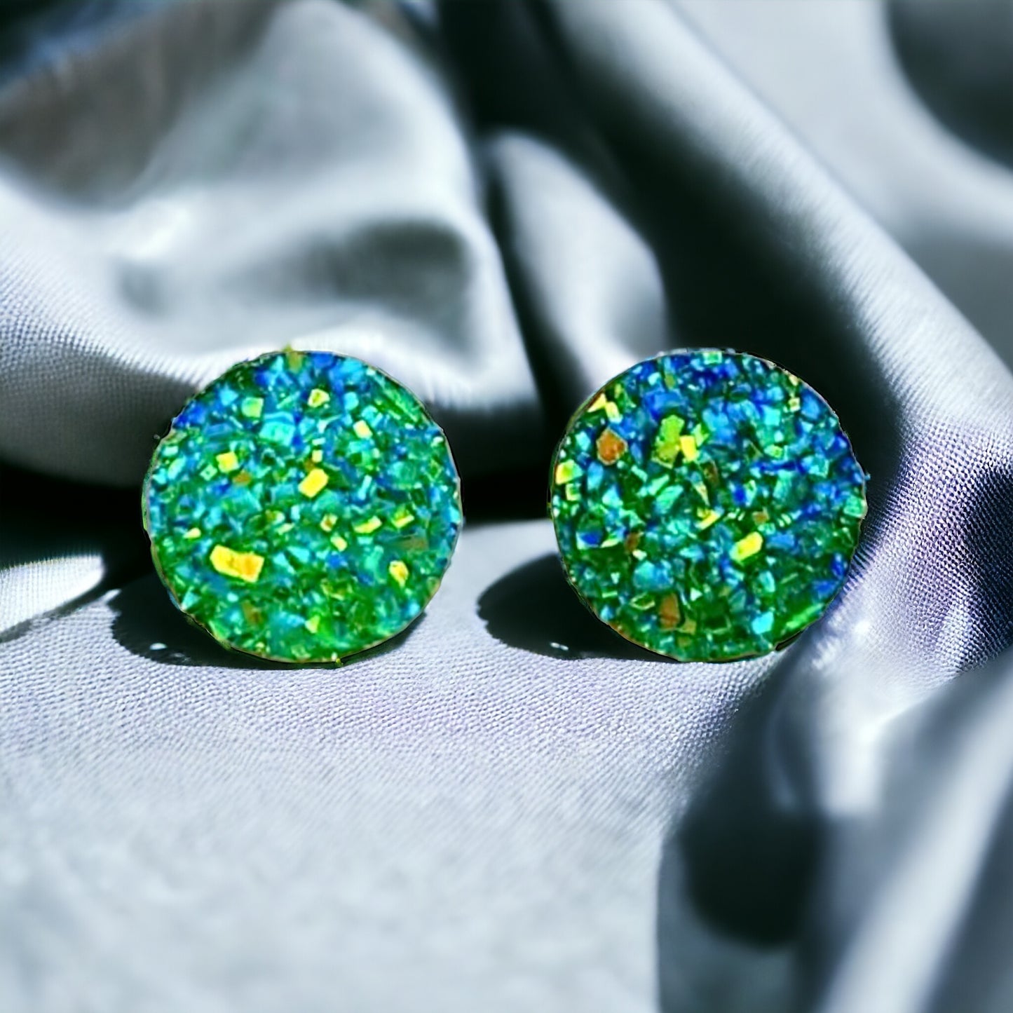 Crystal AB Resin Dotted Round Embellishment Stud Earrings