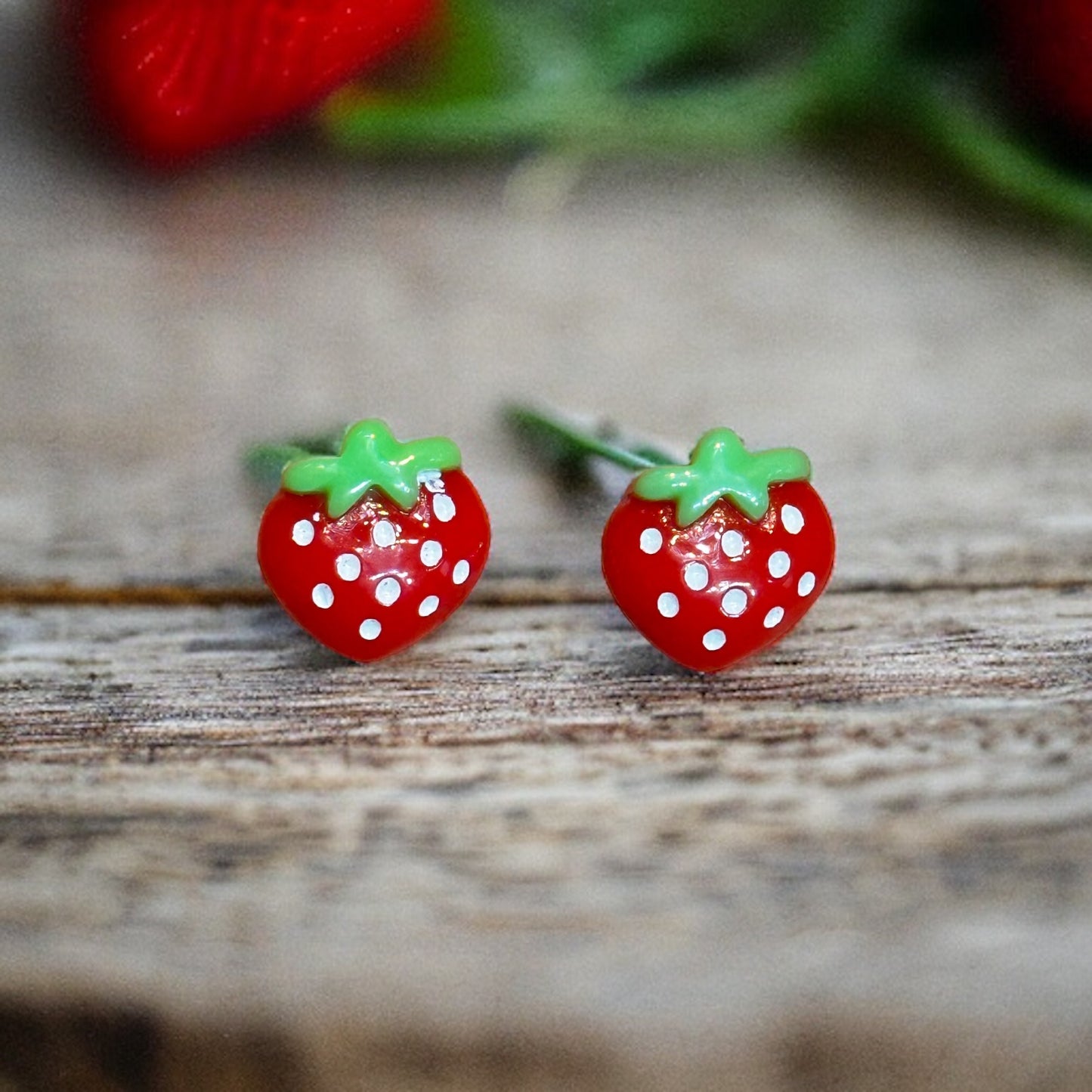 Shiny Strawberry Post Earrings