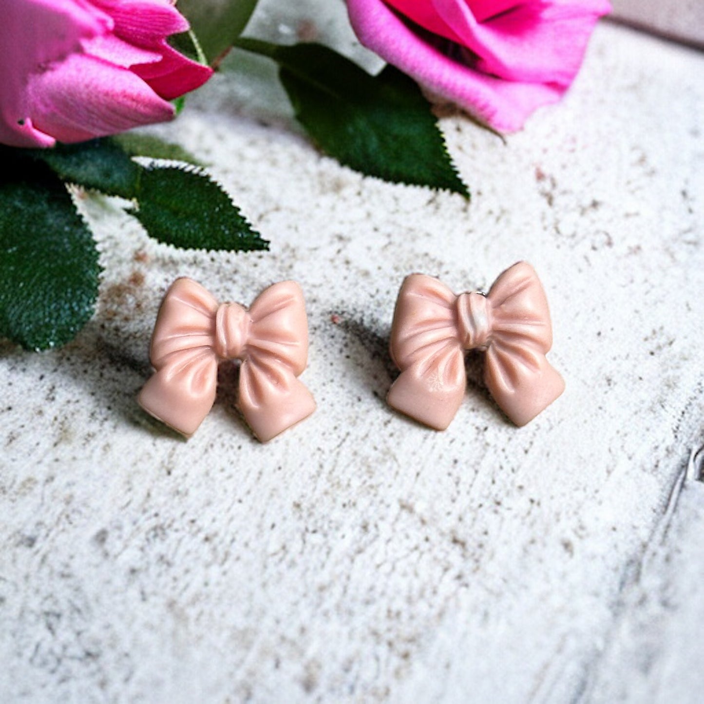 Resin Bow Embellishment Stud Earrings