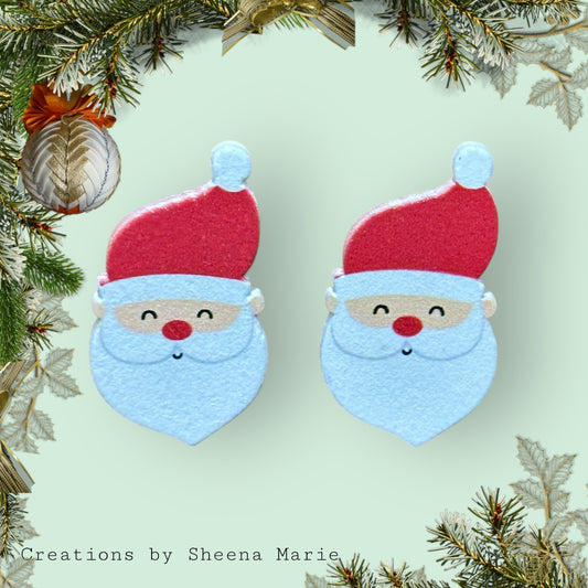 Wooden Santa Stud Earrings