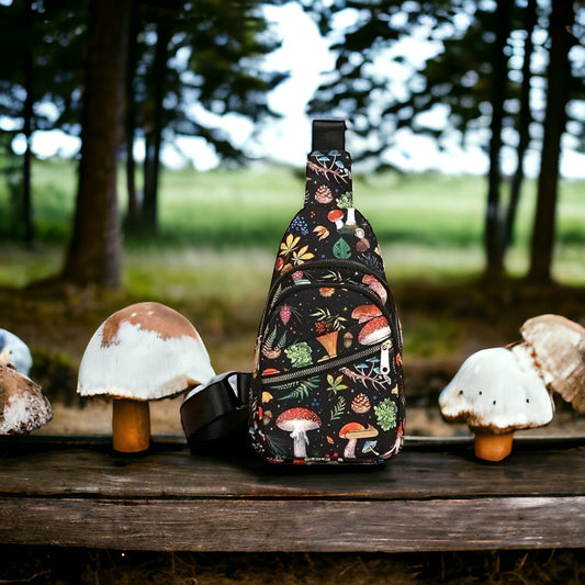 Mushroom Print Sling Backpack