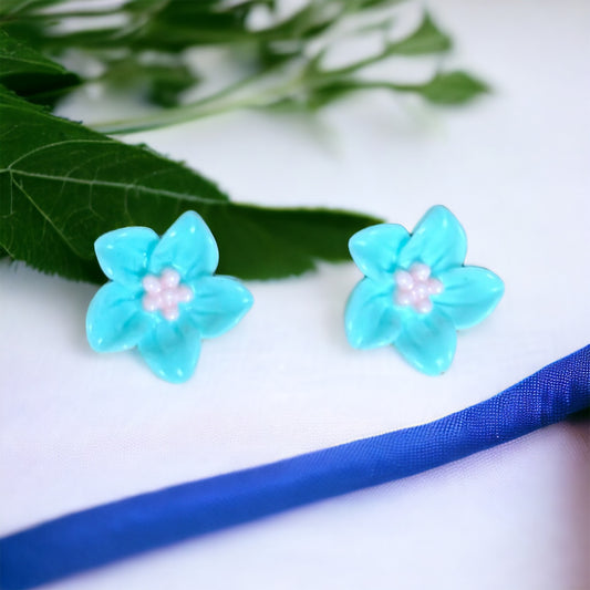 Blue Flower Stud Earrings