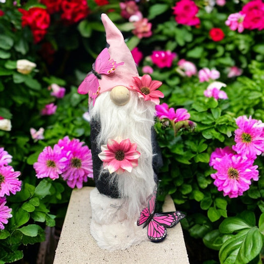 Gnome With Pink Flowers