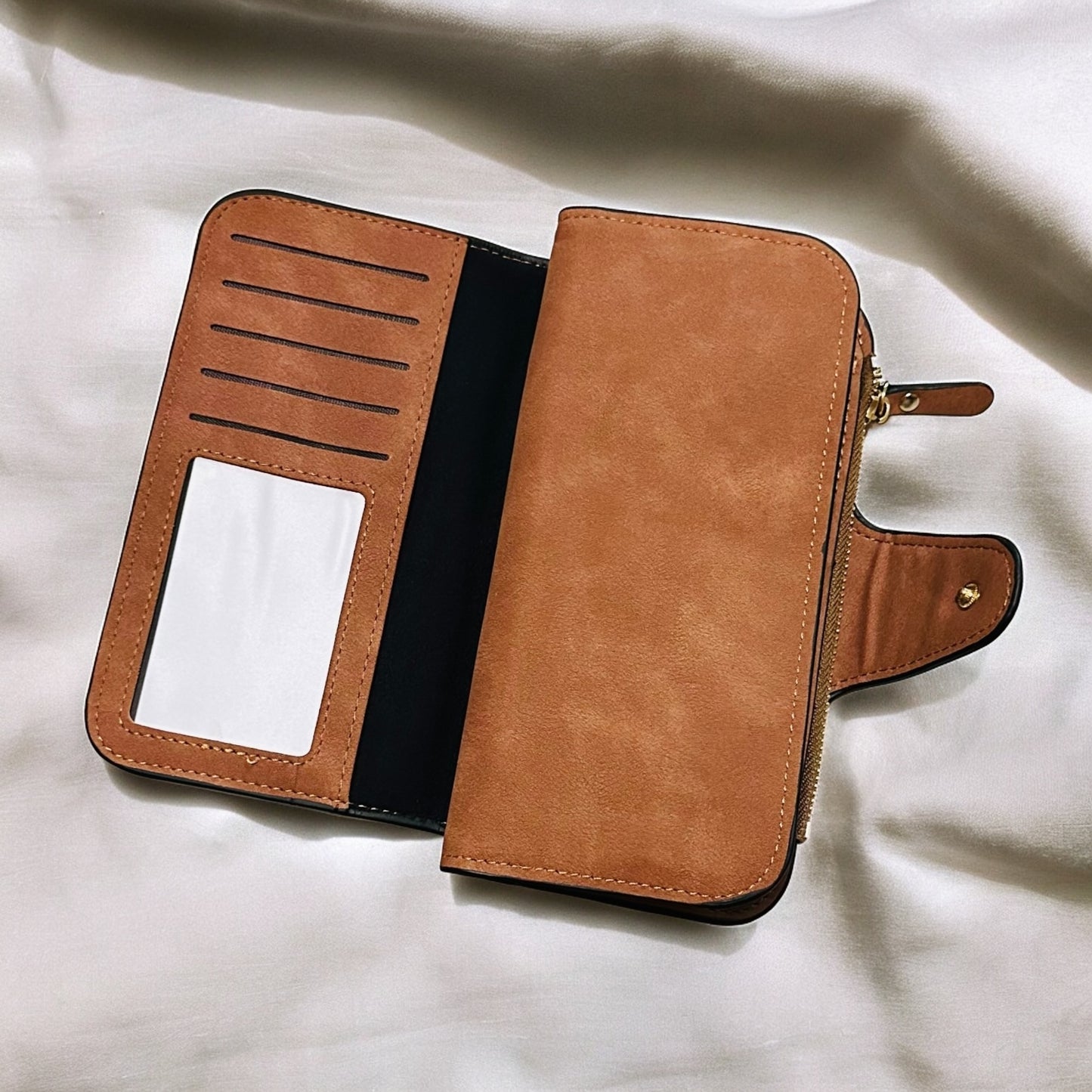 Faux Leather Tri Fold Wallet