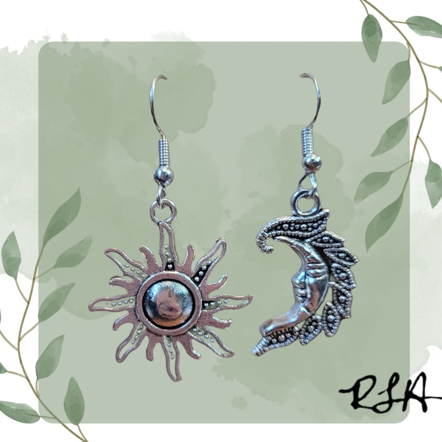 The Sun, The Moon, & The Stars Dangle Earrings by RLH Creative Design