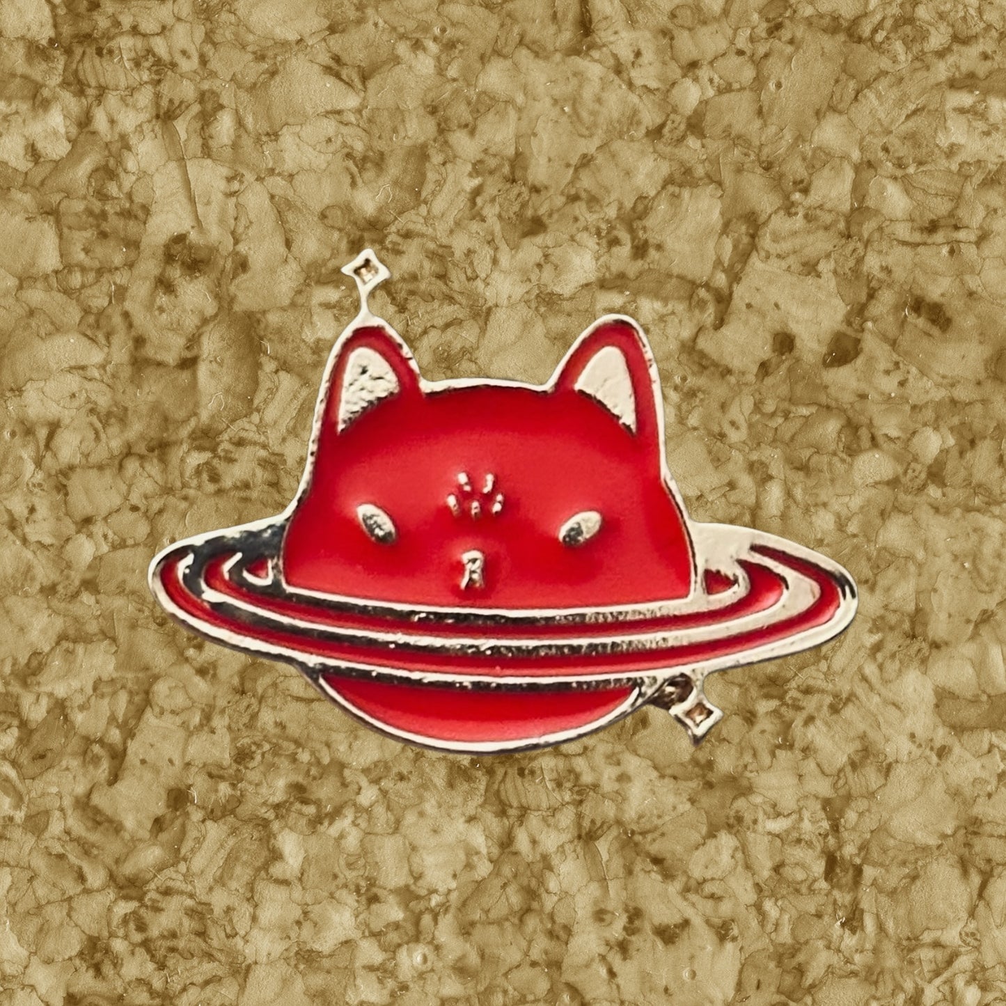 Pink Planet Cat Enamel Pin