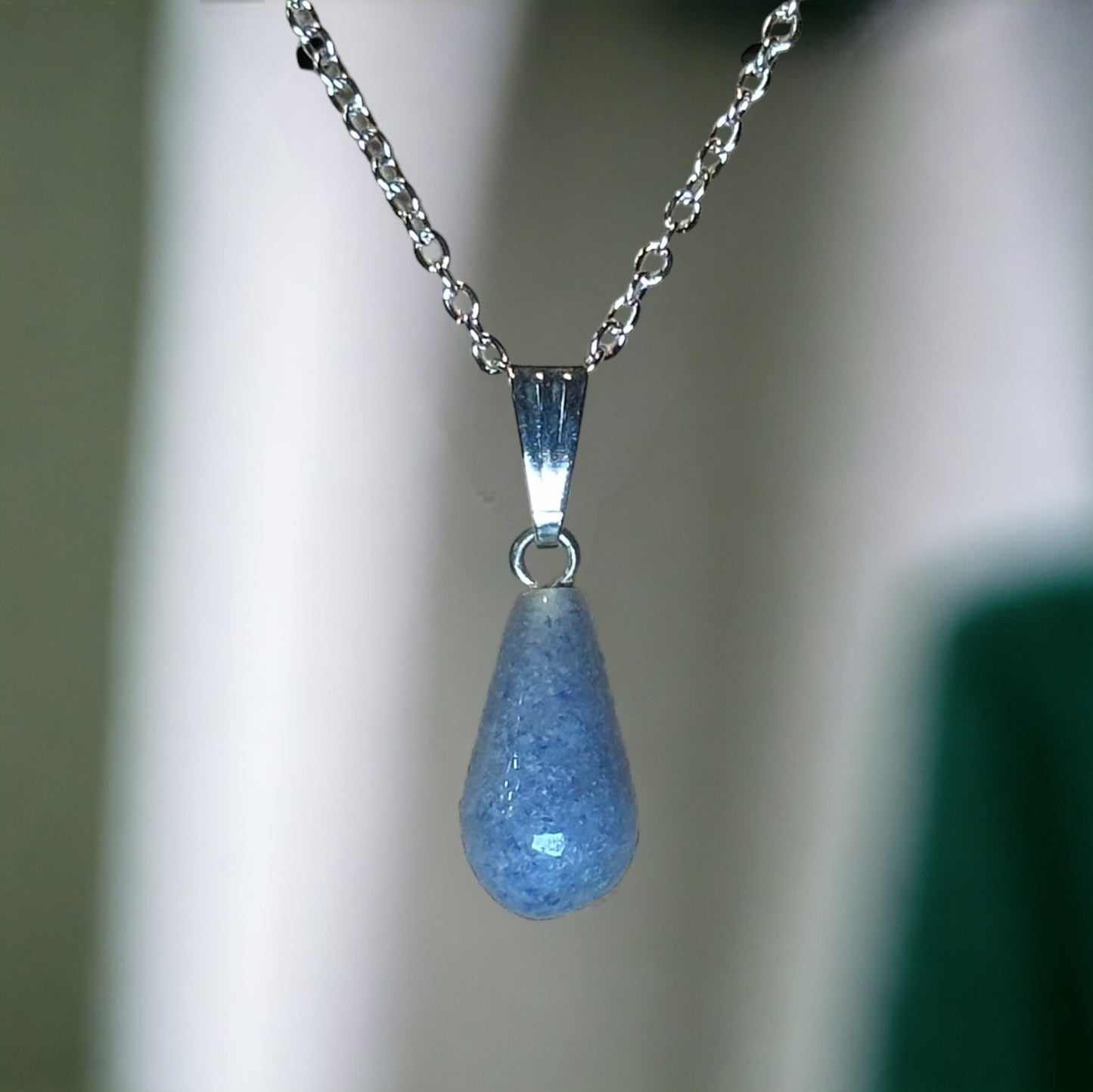 Natural Stone Teardrop Pendant Necklace