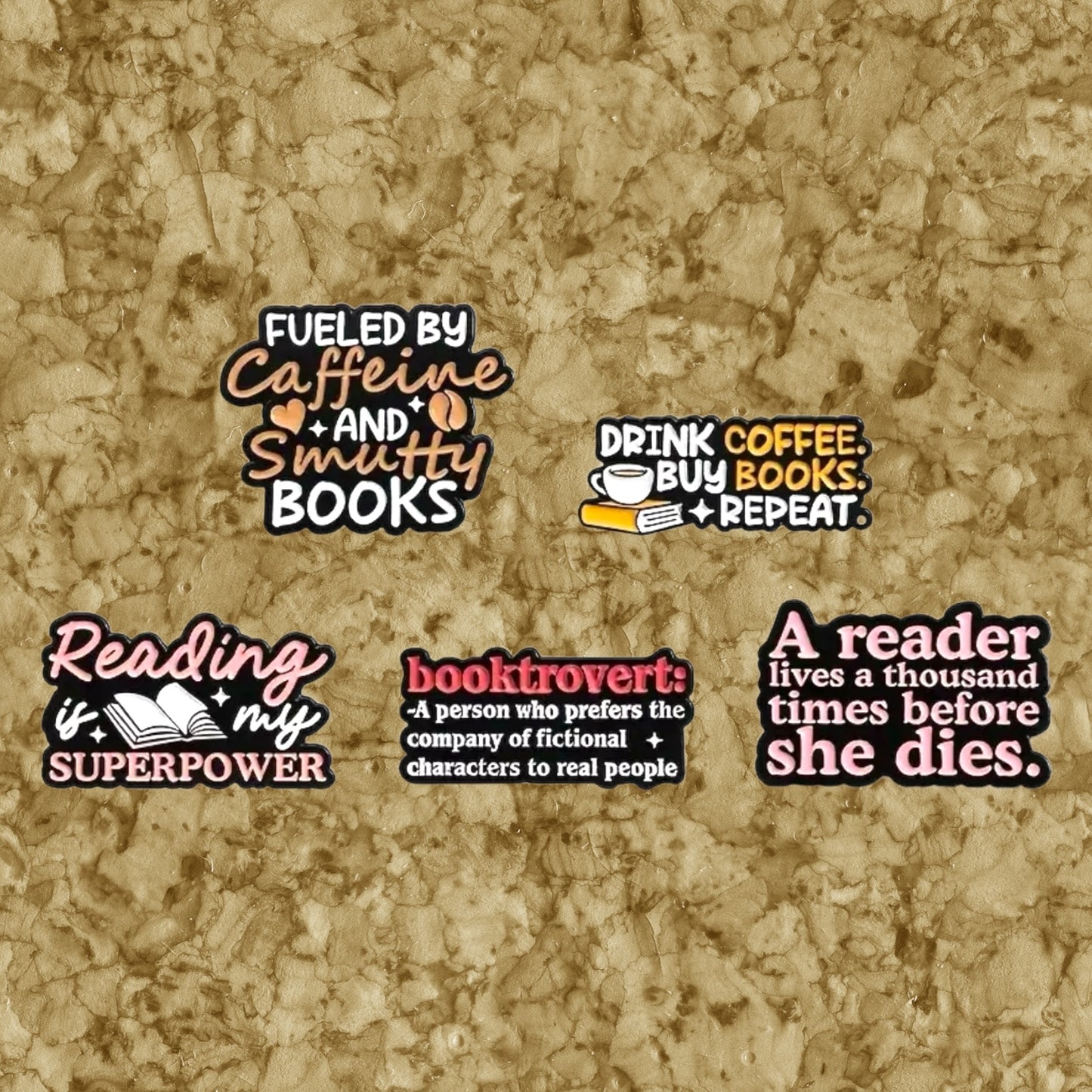 Booktrovert Enamel Pins