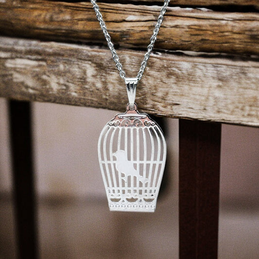 Hollow Birdcage Charm Necklace