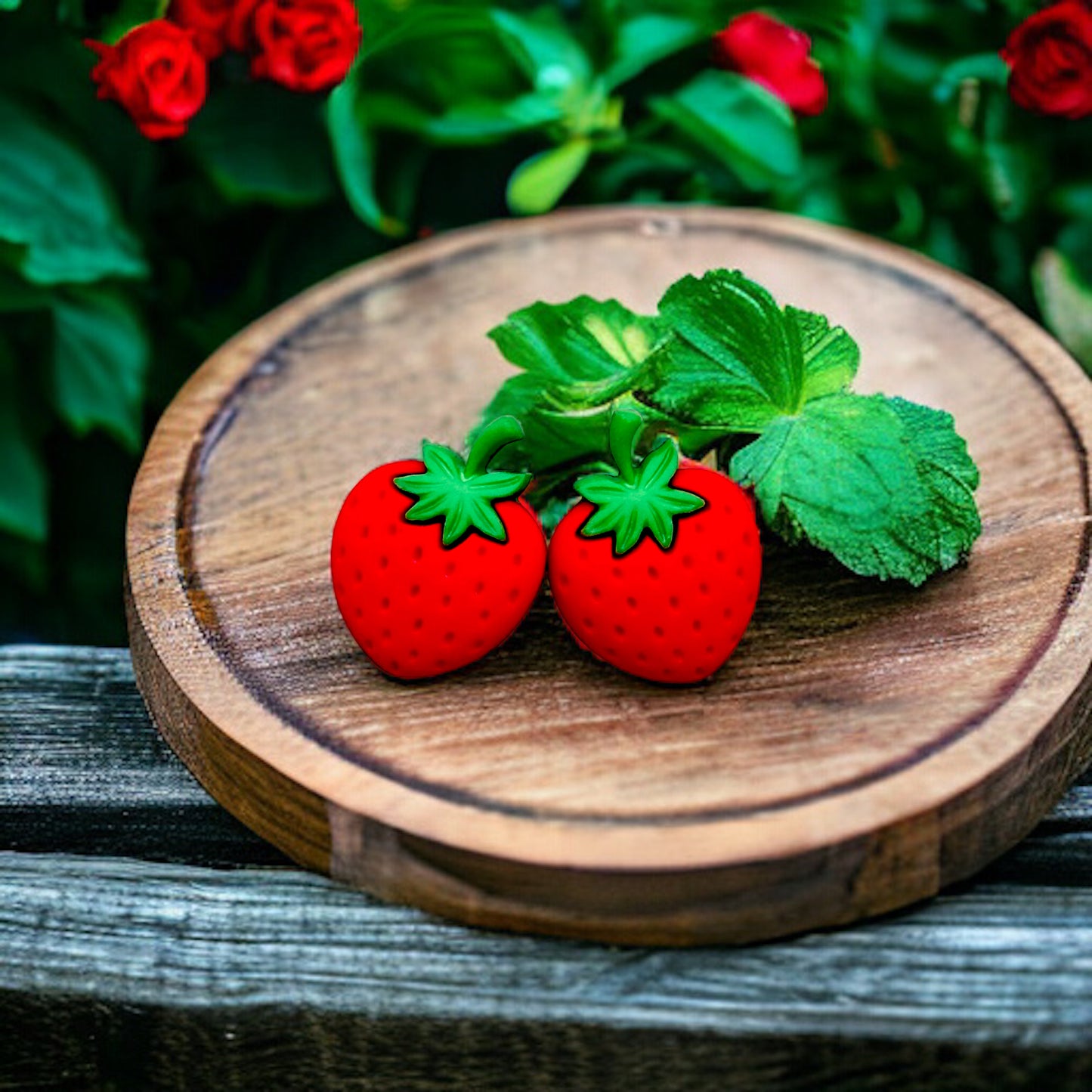 Strawberry Button Stud Earrings