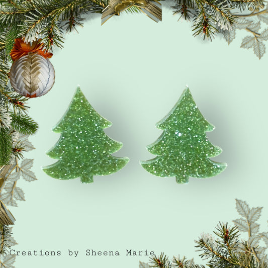 Glitter Christmas Tree Stud Earrings