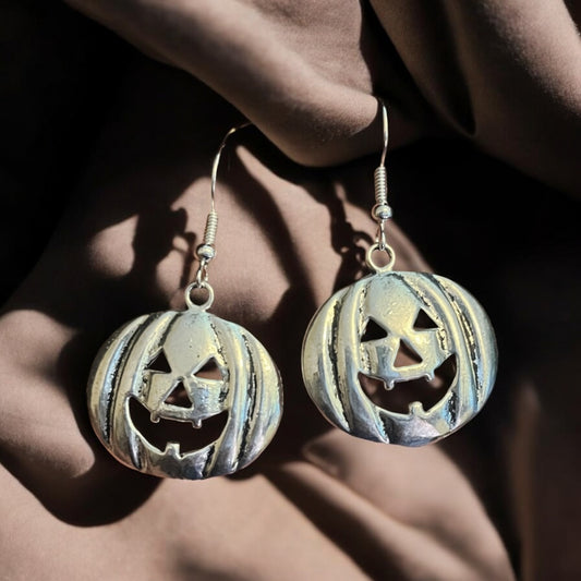 Large Jack-o-lantern Pumpkin Dangle Earrings