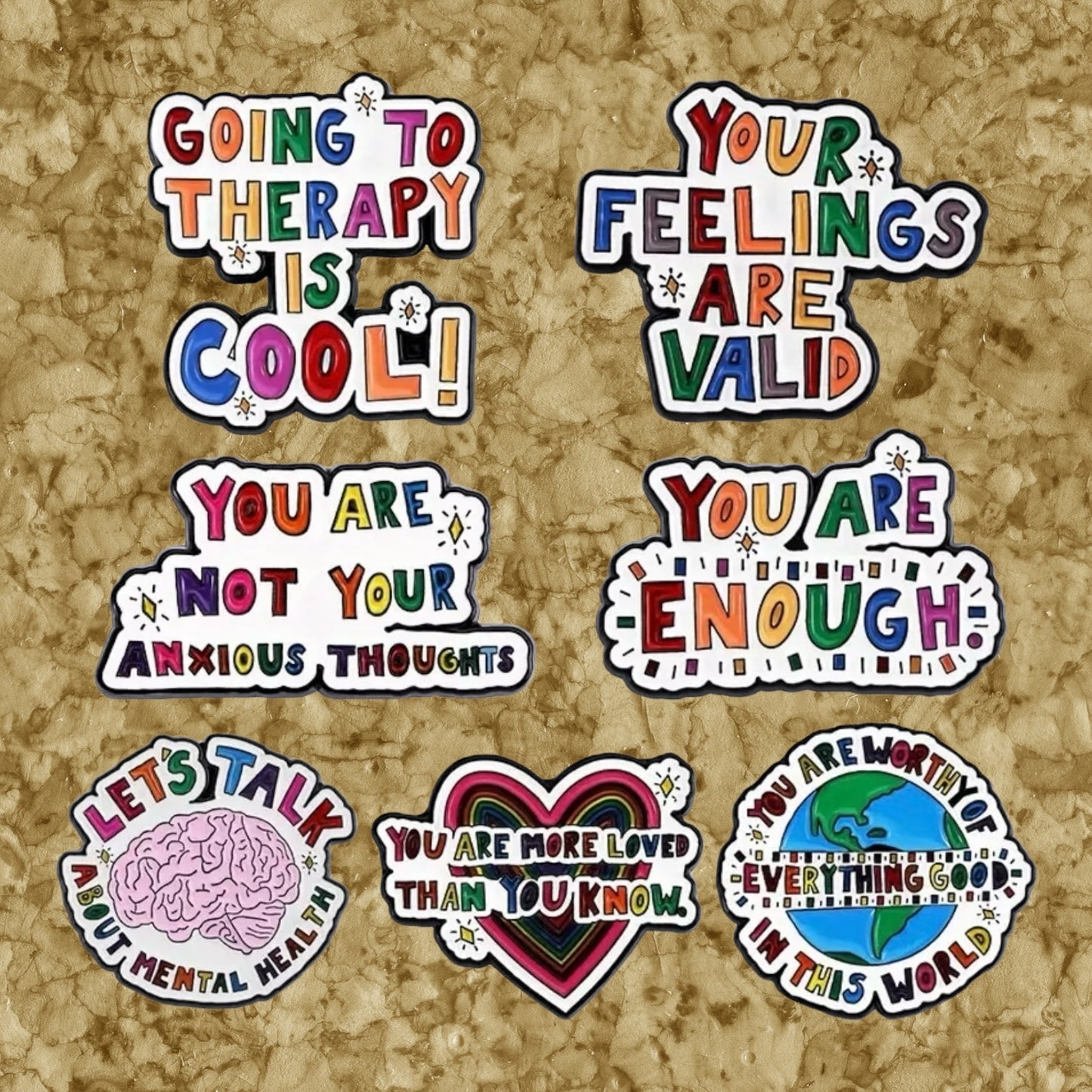 Mental Health Enamel Pins