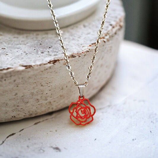 Red Rose Charm Necklace