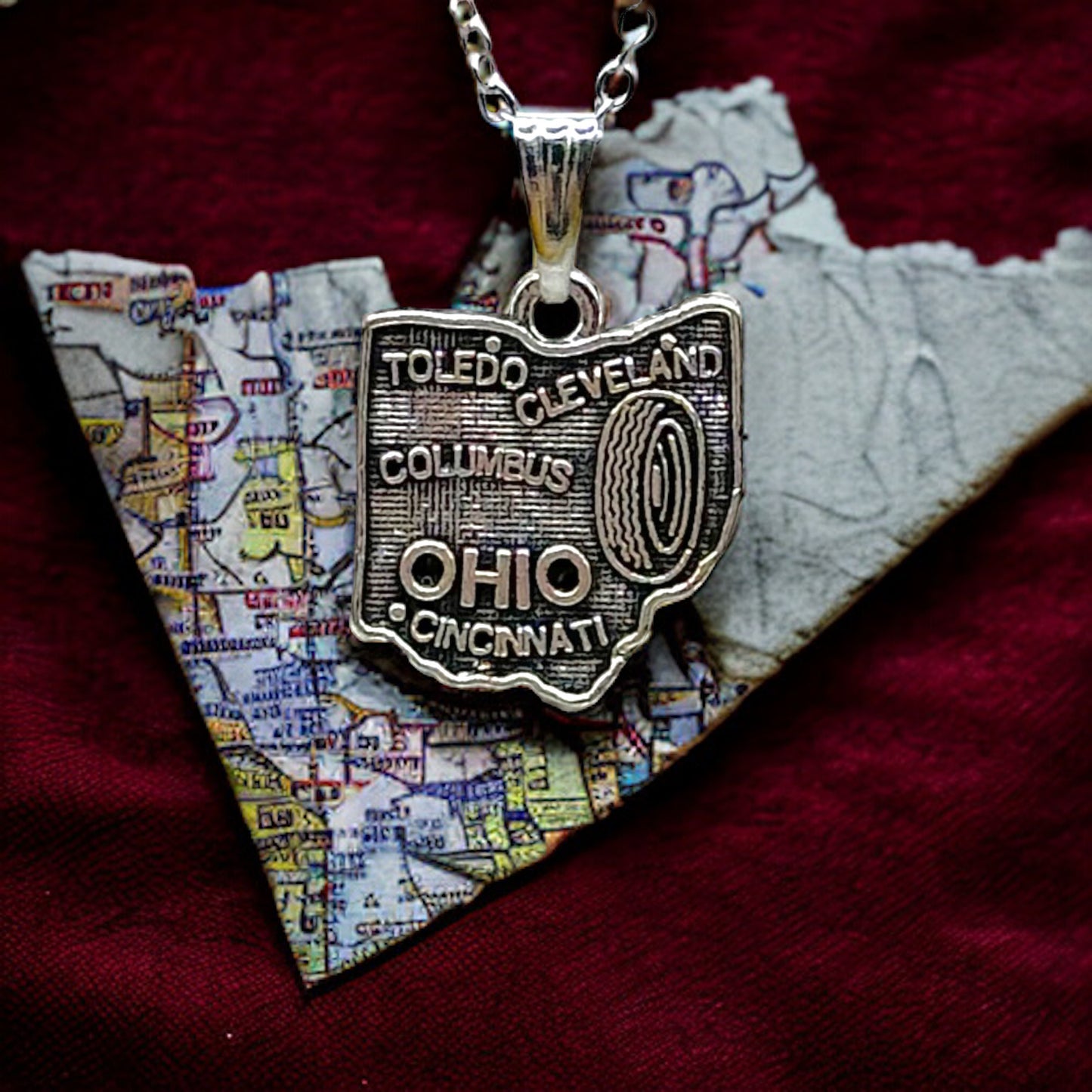 Ohio Map Charm Necklace