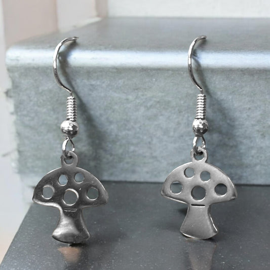 Stainless Steel Mushroom Dangle Earrings