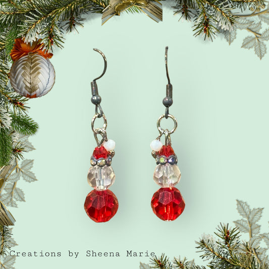 Beaded Santa Dangle Earrings