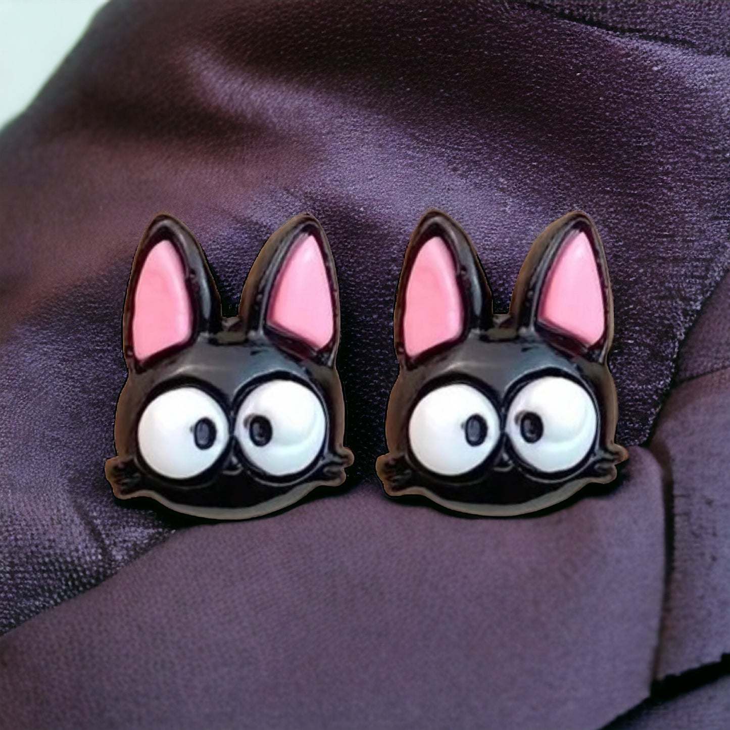 Black Cat Embellishment Stud Earrings