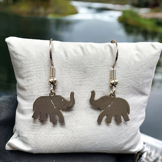 Silver Elephant Charm Dangle Earrings