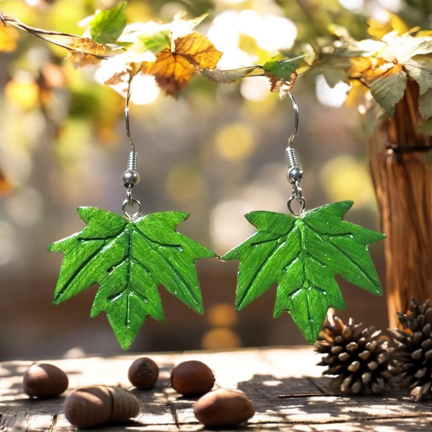 Clay Maple Leaf Dangle Earrings - by CBSM