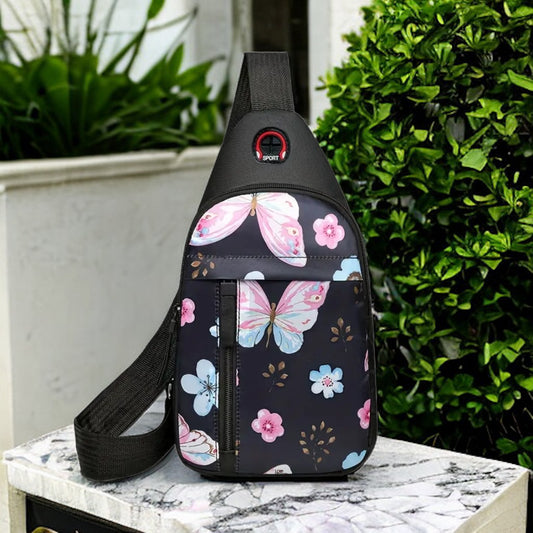 Butterfly Print Sling Backpack