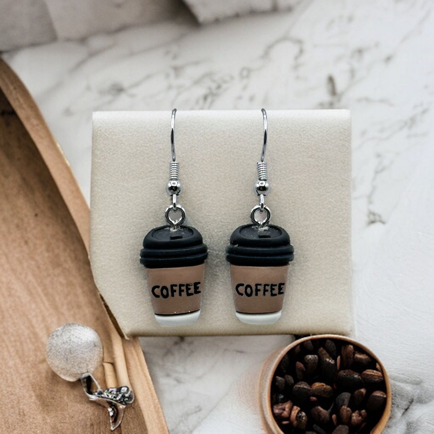 Coffee dangle Pendant Earrings